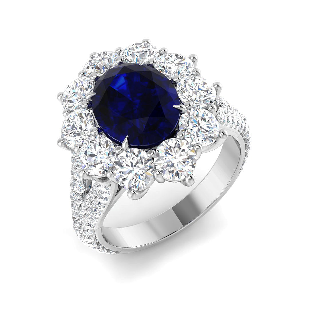 Fancy Lab-Grown Diamond Ring 4.69ct–9.48ct – SR4170~BS – 18k White Gold