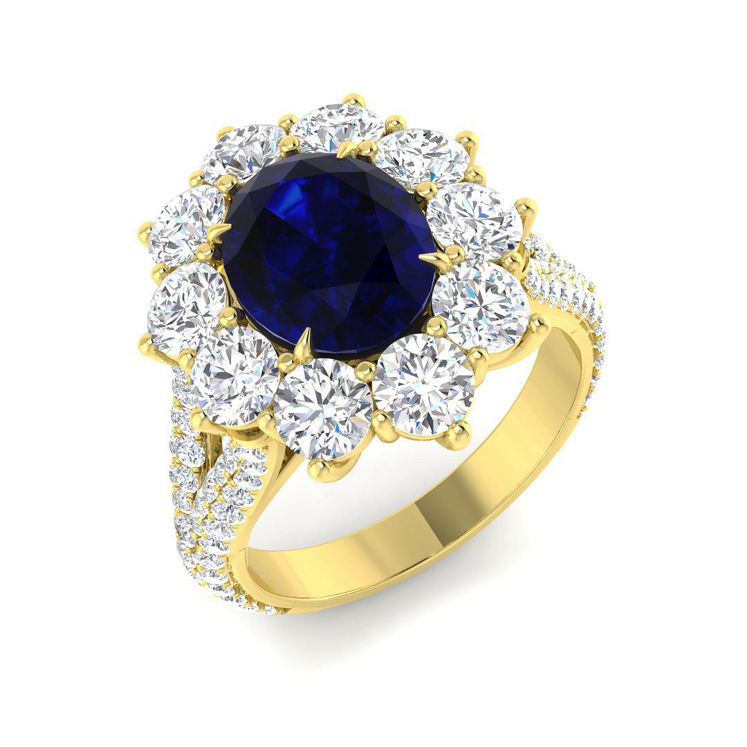 Fancy Lab-Grown Diamond Ring 4.69ct–9.48ct – SR4170~BS – 18k Yellow Gold