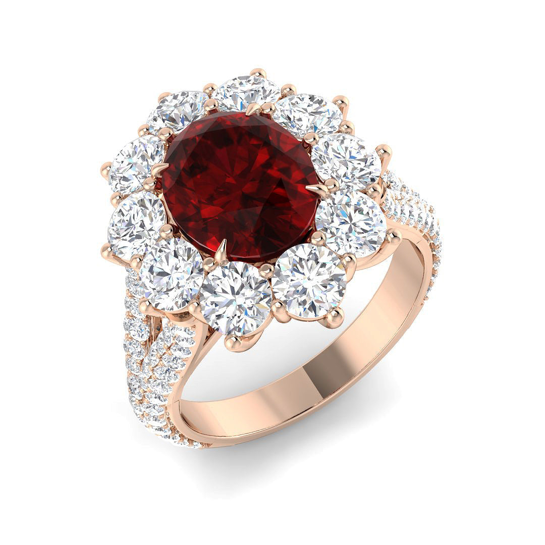 Cluster Lab-Grown Diamond Ring 5.0ct–9.31ct – SR4170~RY – 18k Rose Gold