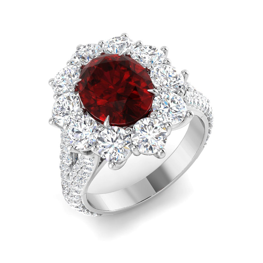 Cluster Lab-Grown Diamond Ring 5.0ct–9.31ct – SR4170~RY – 18k White Gold