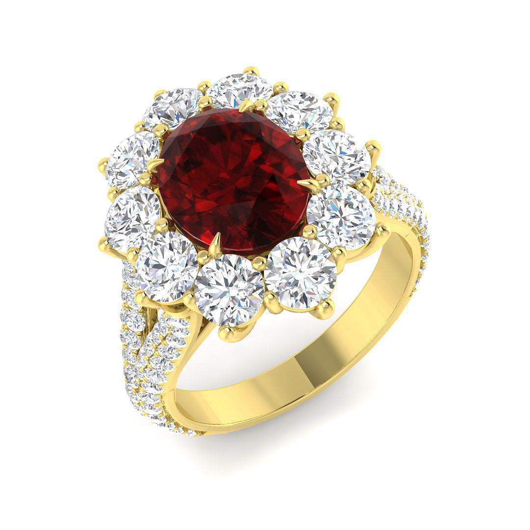 Cluster Lab-Grown Diamond Ring 5.0ct–9.31ct – SR4170~RY – 18k Yellow Gold