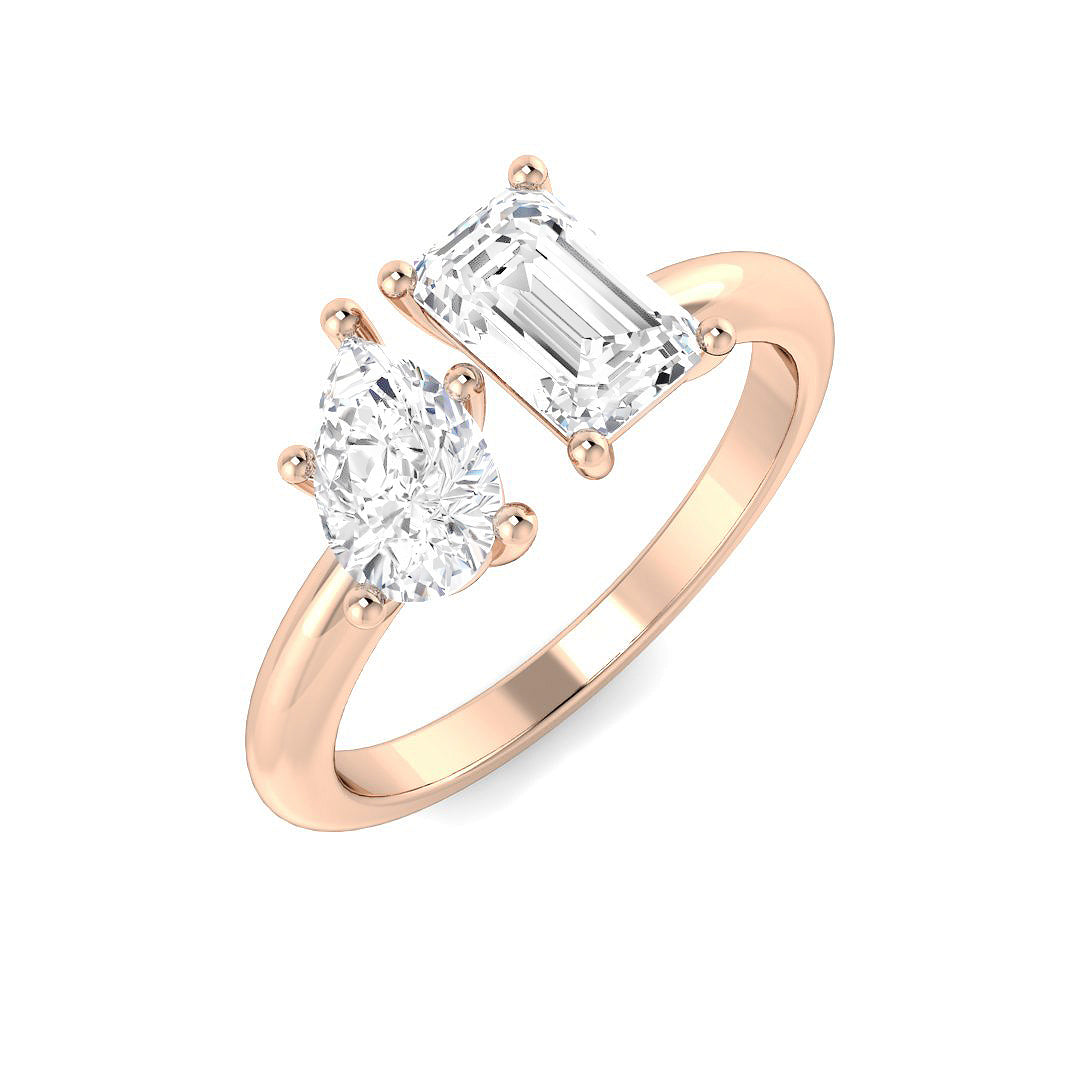 Two Stone Lab-Grown Diamond Ring 1.45ct–1.6ct – SR4439 – 18k Rose Gold