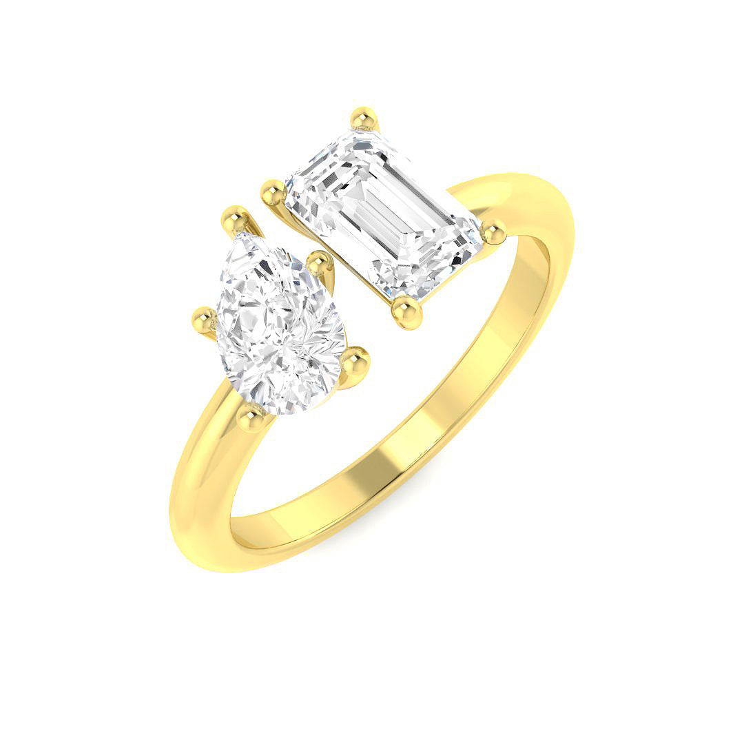 Two Stone Lab-Grown Diamond Ring 1.45ct–1.6ct – SR4439 – 18k Yellow Gold