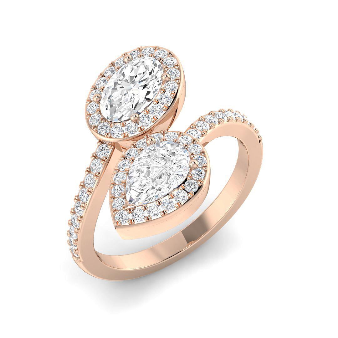 Two Stone Lab-Grown Diamond Ring 1.53ct – SR4440 – 18k Rose Gold