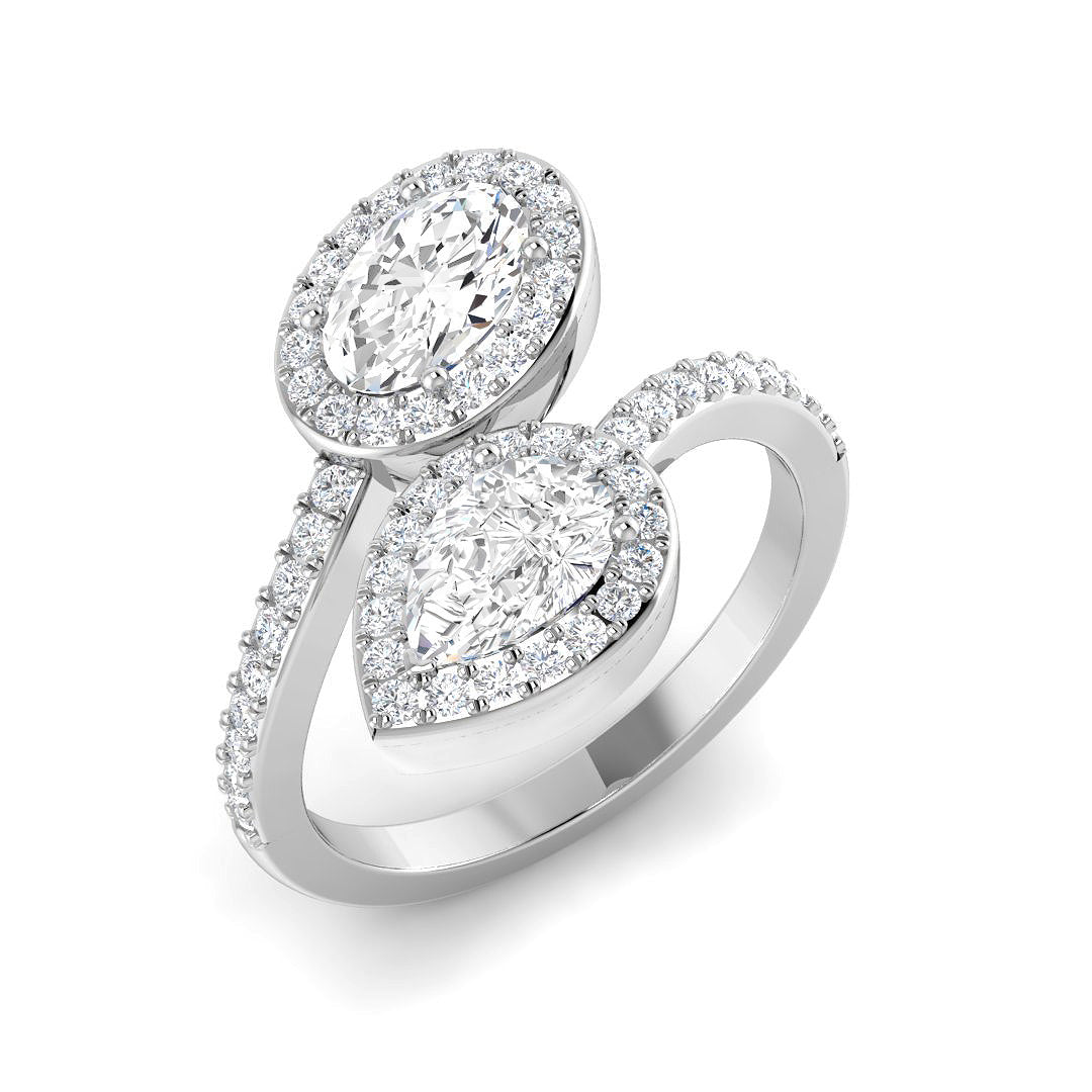 Two Stone Lab-Grown Diamond Ring 1.53ct – SR4440 – 18k White Gold