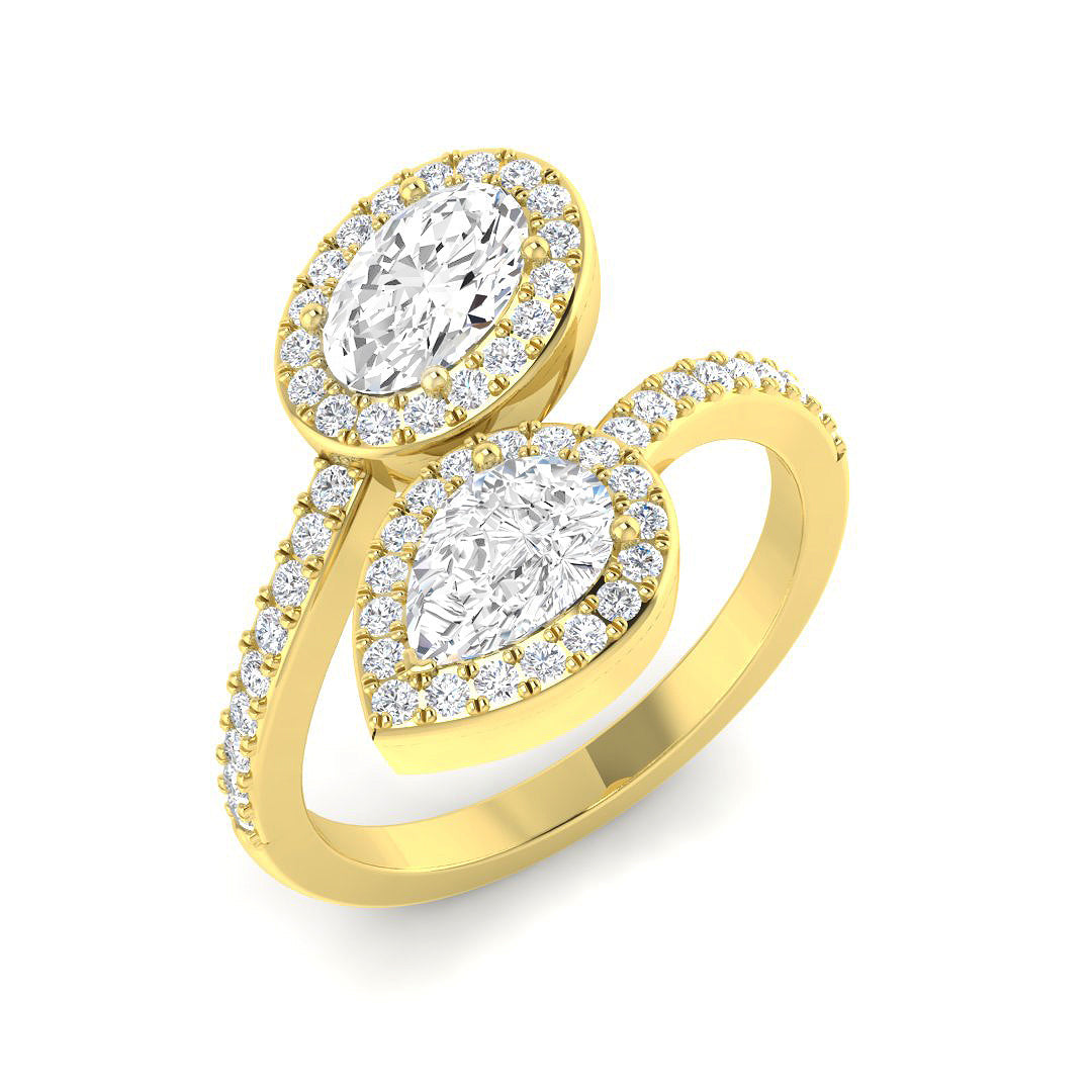 Two Stone Lab-Grown Diamond Ring 1.53ct – SR4440 – 18k Yellow Gold