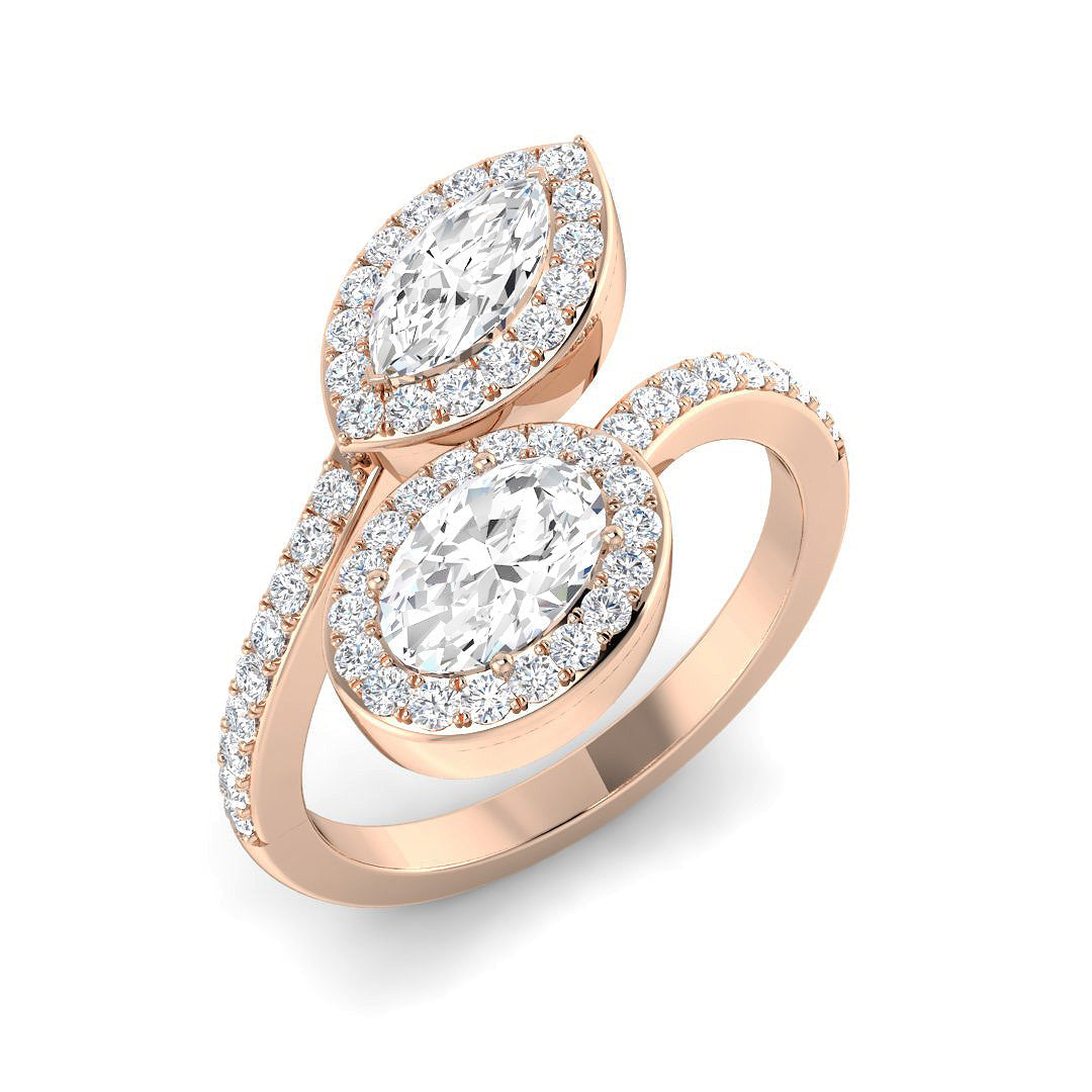 Two Stone Lab-Grown Diamond Ring 1.39ct – SR4443 – 18k Rose Gold