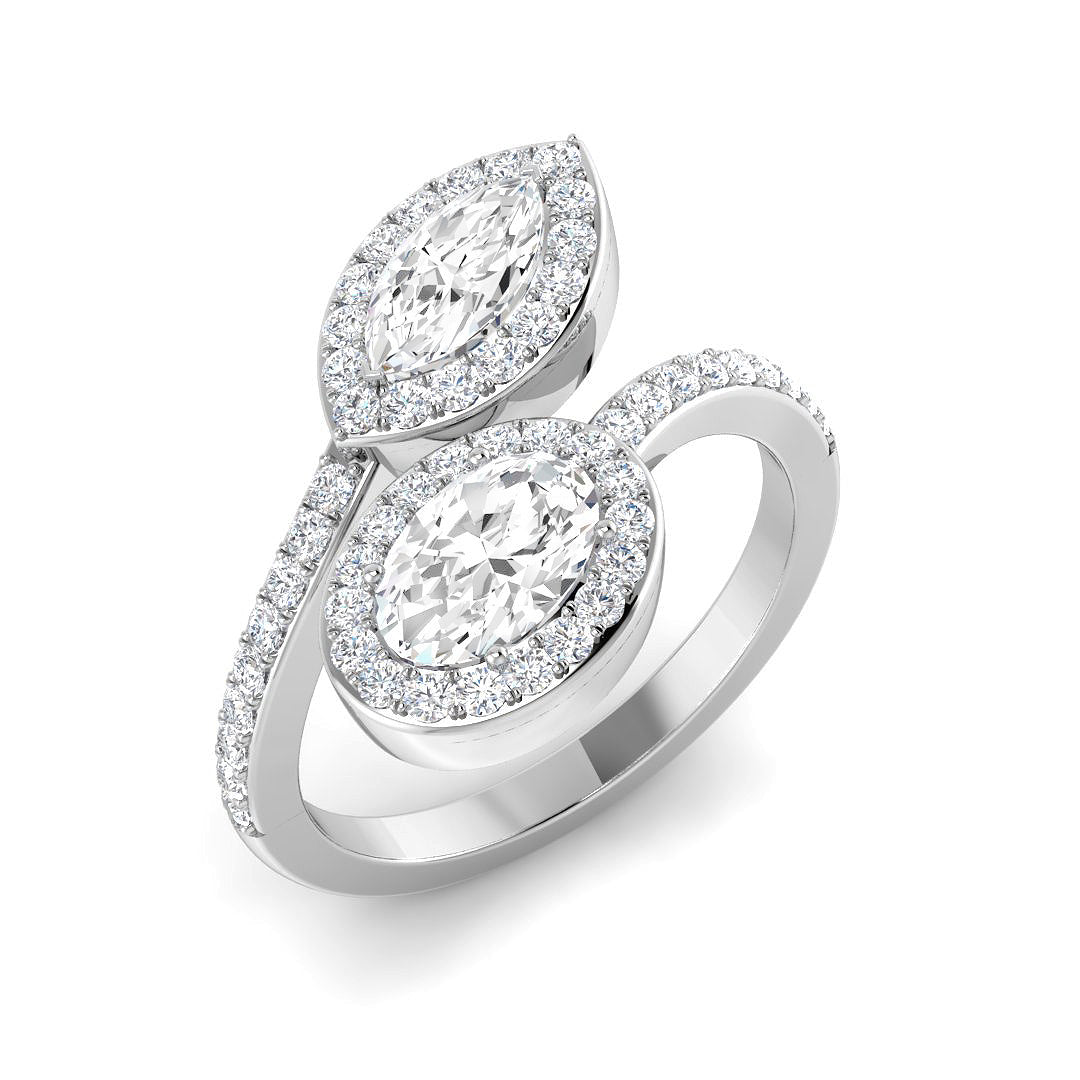 Two Stone Lab-Grown Diamond Ring 1.39ct – SR4443 – 18k White Gold