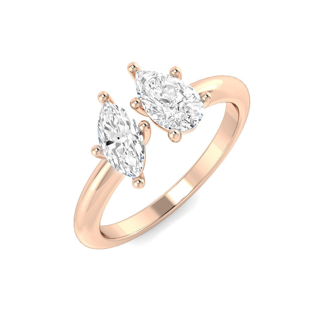 Two Stone Lab-Grown Diamond Ring 0.82ct – SR4444 – 18k Rose Gold