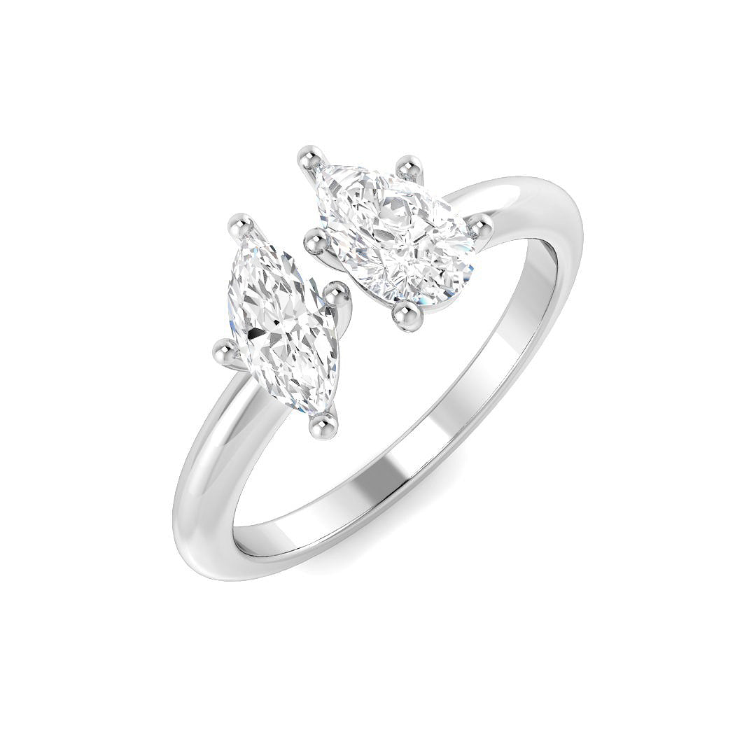 Two Stone Lab-Grown Diamond Ring 0.82ct – SR4444 – 18k White Gold