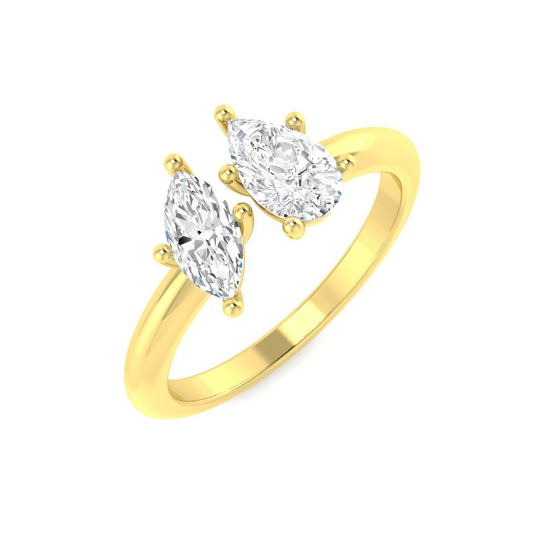 Two Stone Lab-Grown Diamond Ring 0.82ct – SR4444 – 18k Yellow Gold
