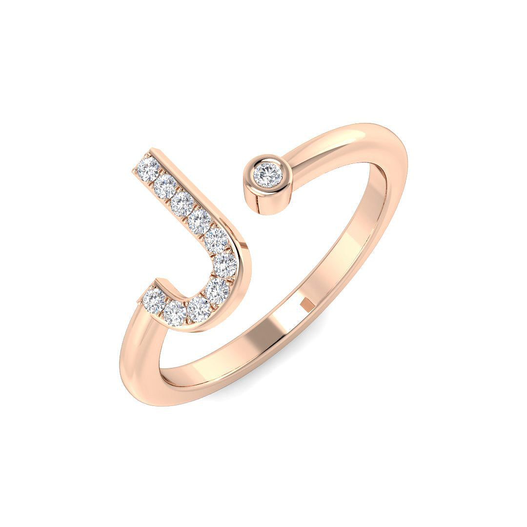 Initials Diamond Ring 0.09ct – SR4467-J – 18k Rose Gold