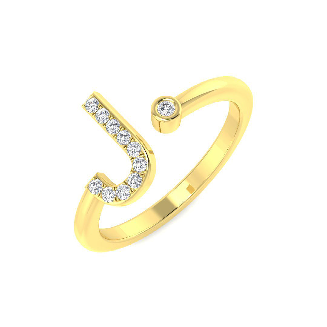 Initials Diamond Ring 0.09ct – SR4467-J – 18k Yellow Gold