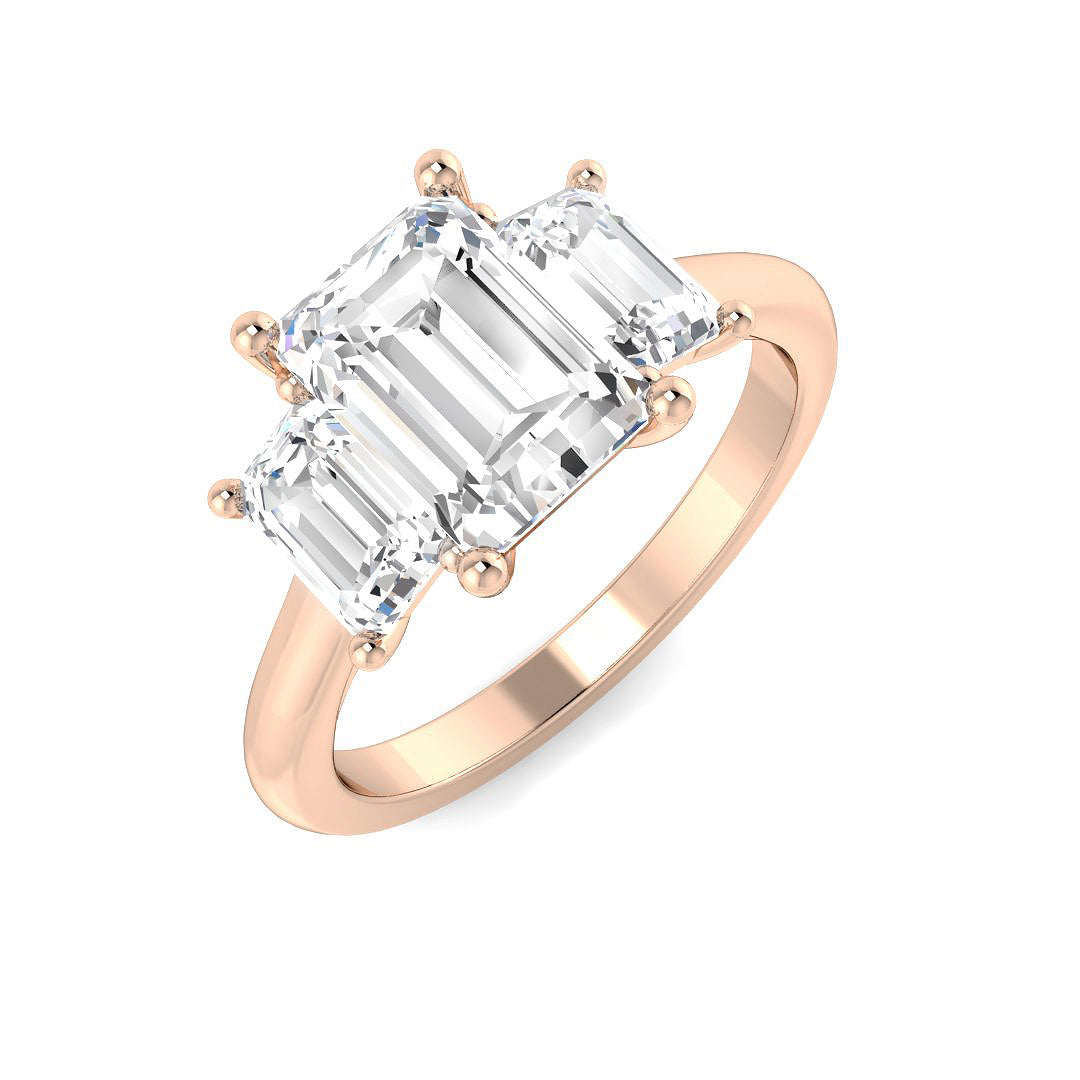 Three Stone Lab-Grown Diamond Ring 3.04ct–3.41ct – SR4517 – 18k Rose Gold