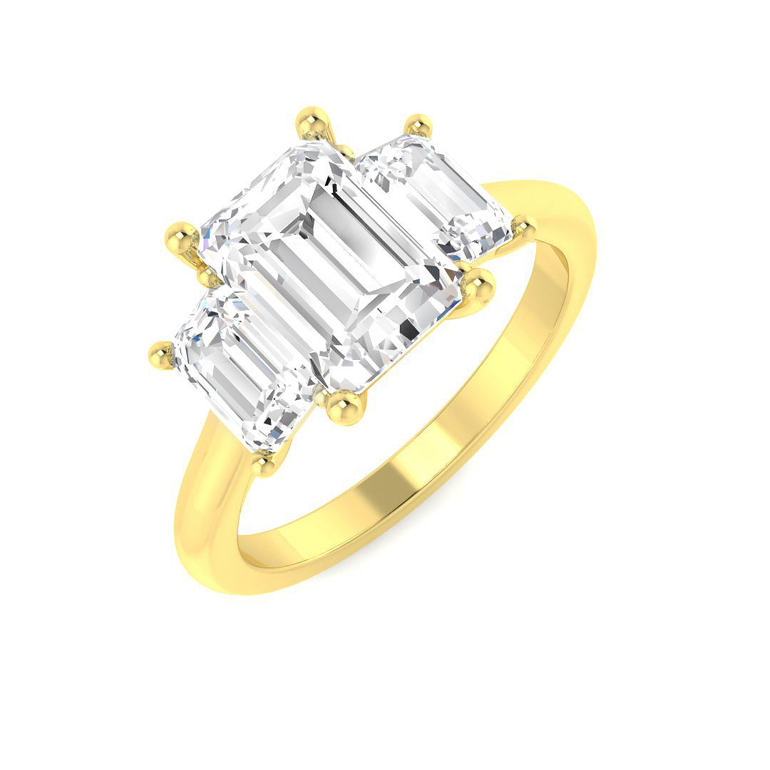 Three Stone Lab-Grown Diamond Ring 3.04ct–3.41ct – SR4517 – 18k Yellow Gold