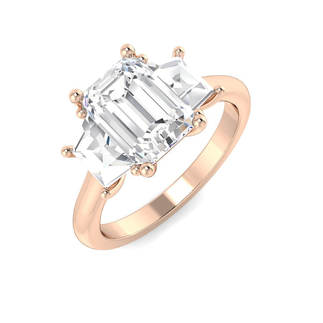 Three Stone Lab-Grown Diamond Ring 2.91ct–3.28ct – SR4518 – 18k Rose Gold