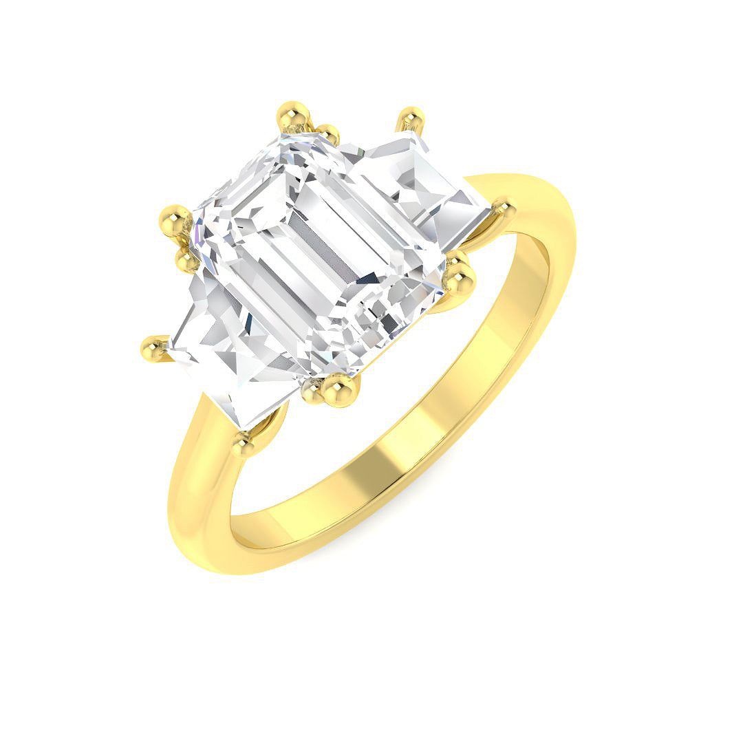 Three Stone Lab-Grown Diamond Ring 2.91ct–3.28ct – SR4518 – 18k Yellow Gold