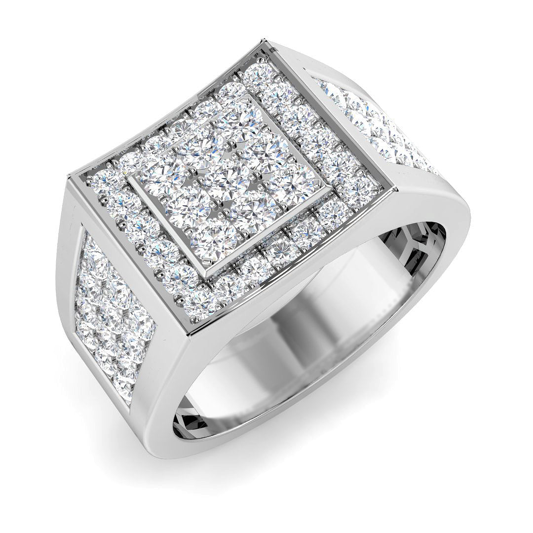Signet Diamond Ring 1.69ct – SR4585 – 18k White Gold