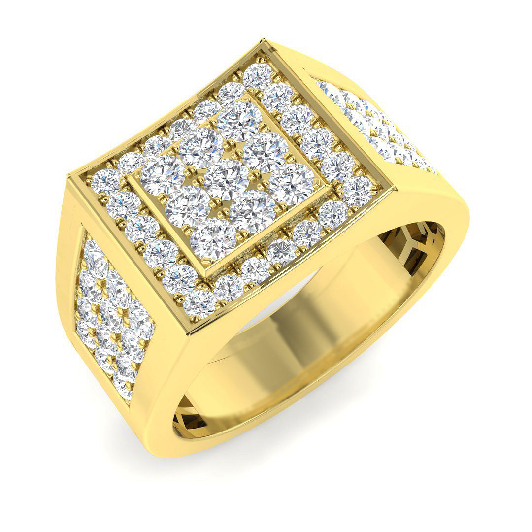 Signet Diamond Ring 1.69ct – SR4585 – 18k Yellow Gold