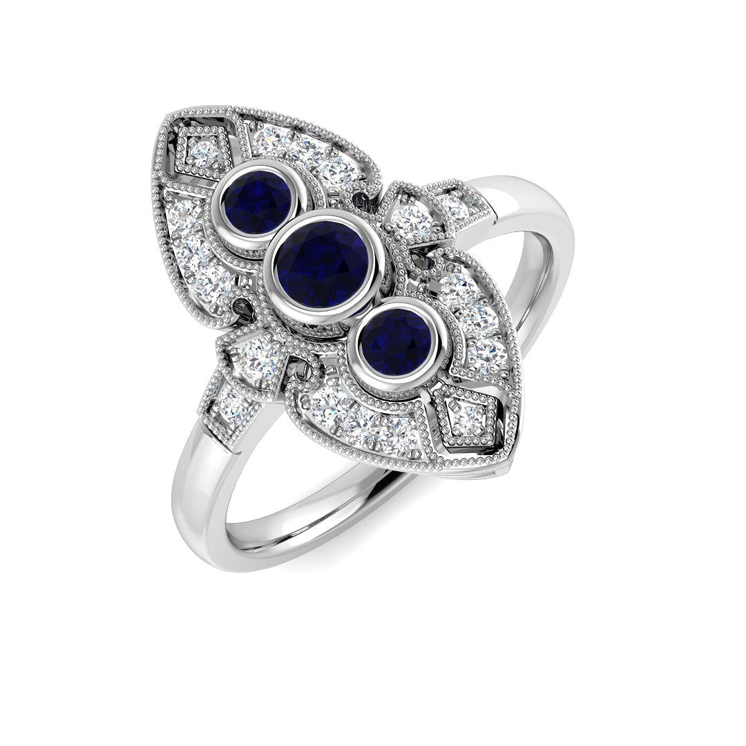 Vintage Diamond Ring 0.21ct–0.51ct – SR4593~BS – 18k White Gold