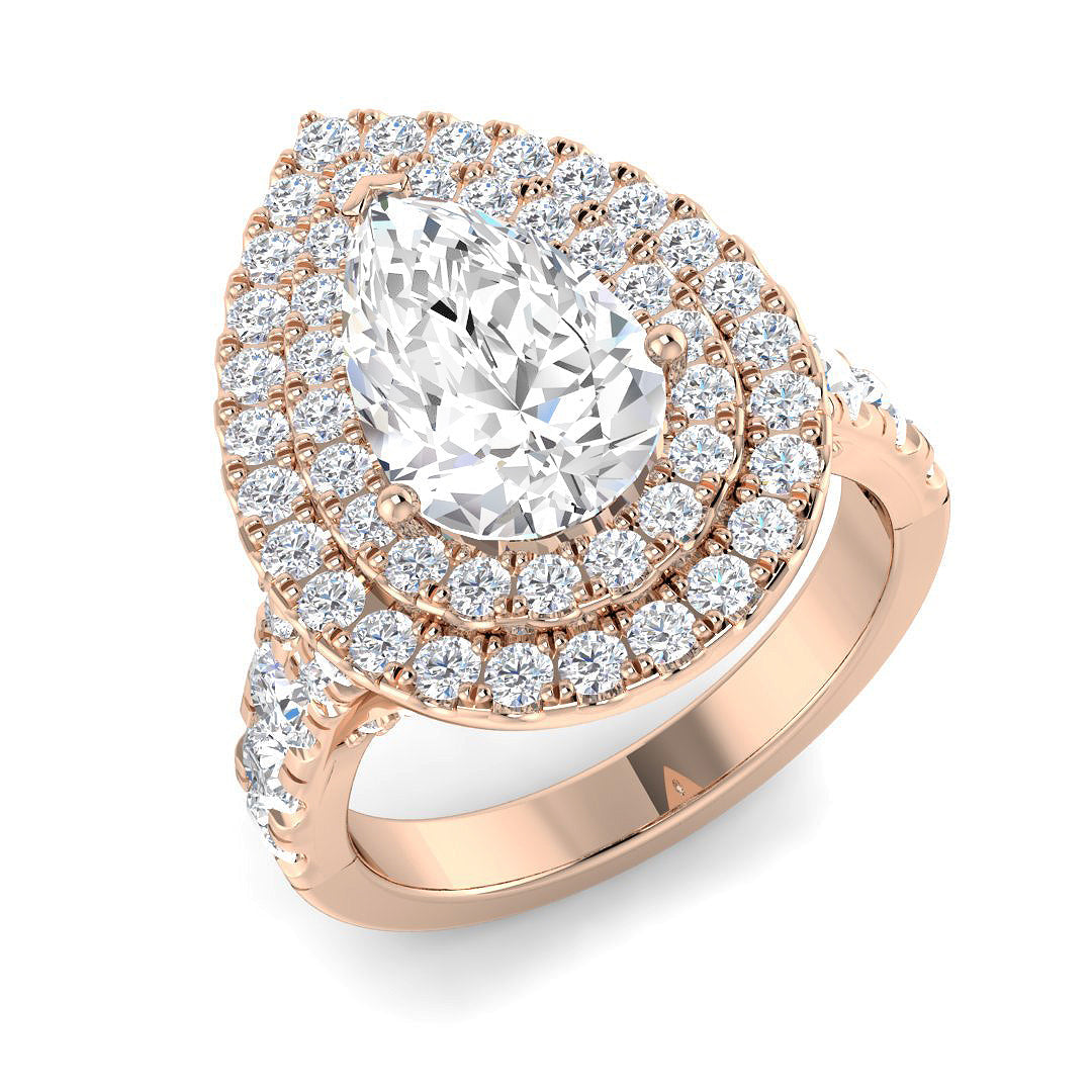 Halo Lab-Grown Diamond Ring 3.1ct–3.27ct – SR4626 – 18k Rose Gold