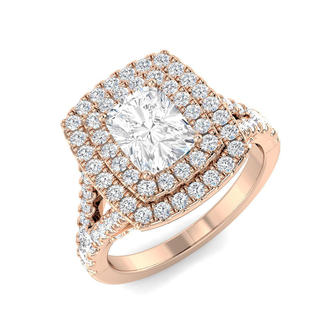 Halo Lab-Grown Diamond Ring 2.11ct–2.22ct – SR4632 – 18k Rose Gold