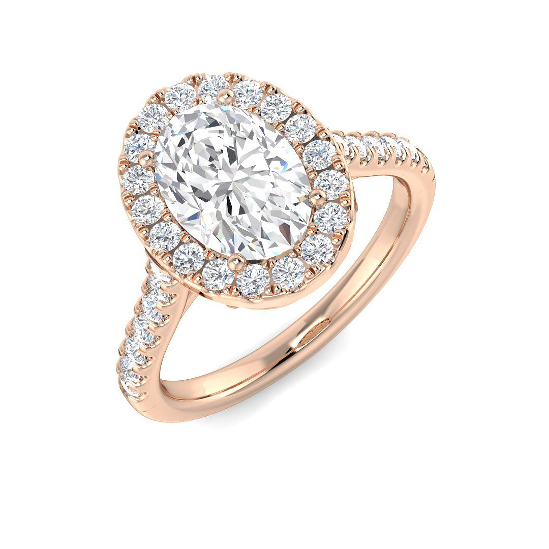 Halo Diamond Ring 0.63ct–5.92ct – SR54 – 18k Rose Gold