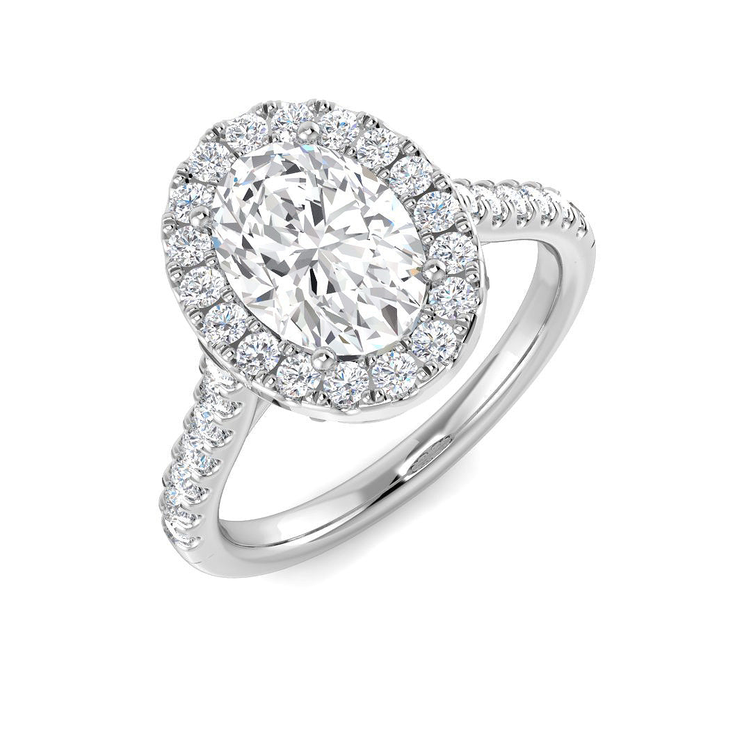 Halo Diamond Ring 0.63ct–5.92ct – SR54 – 18k White Gold
