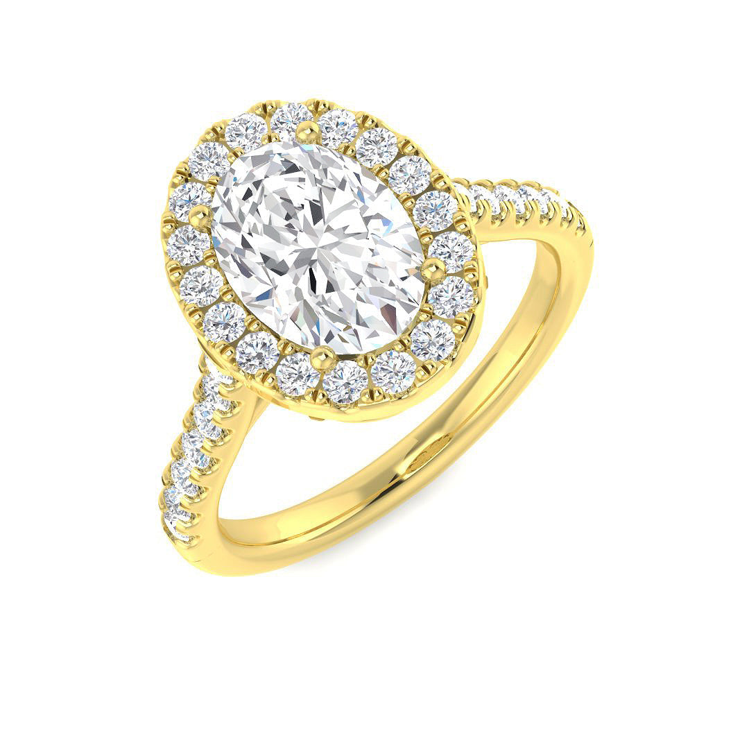 Halo Diamond Ring 0.63ct–5.92ct – SR54 – 18k Yellow Gold