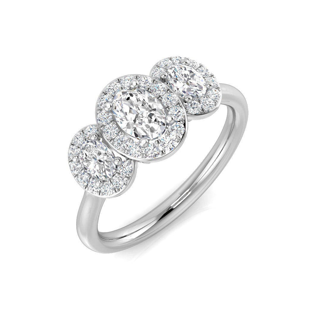 Three Stone Diamond Ring 0.93ct–2.34ct – SR467 – 18k White Gold