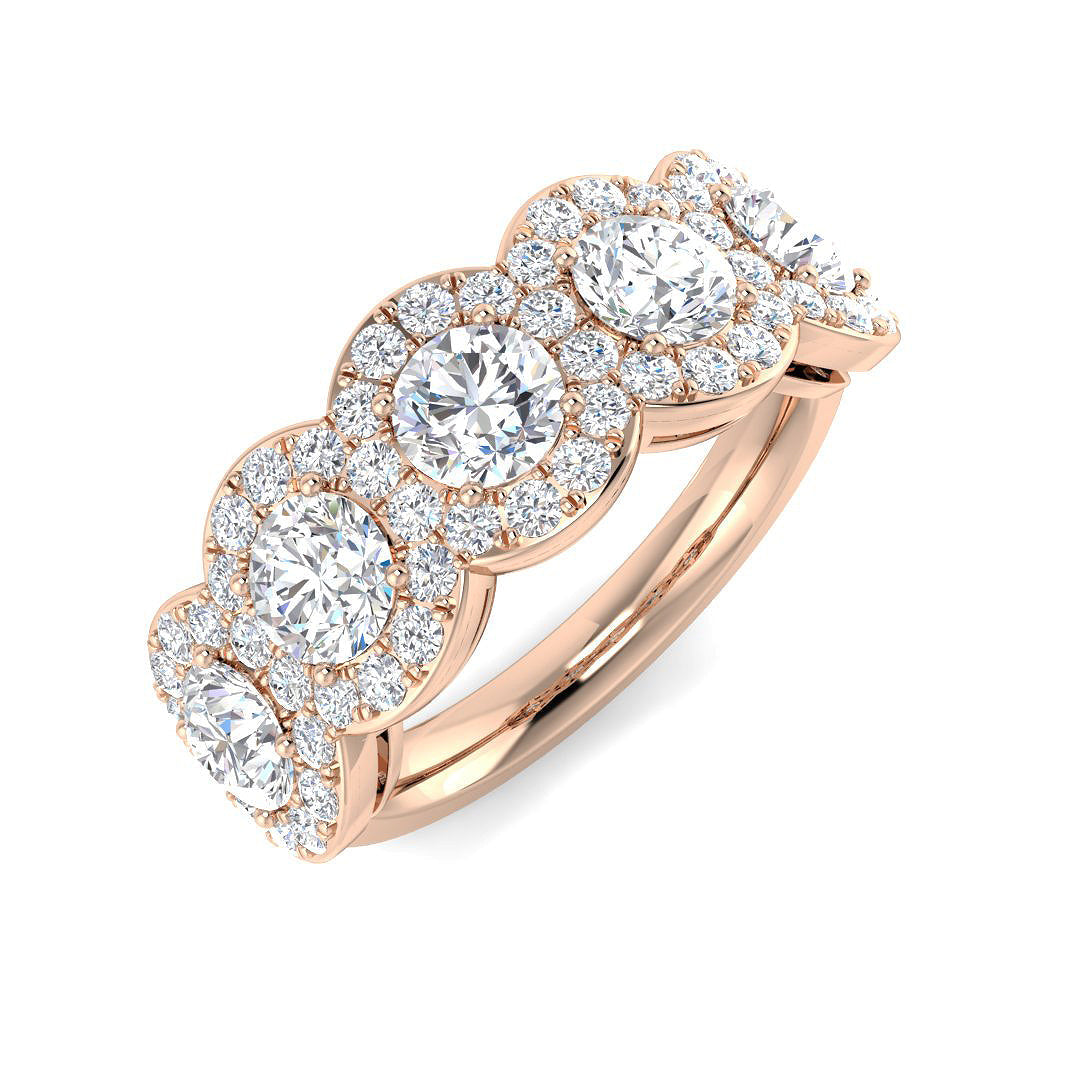 Five Stone Diamond Ring 2.2ct–3.35ct – SR4689 – 18k Rose Gold