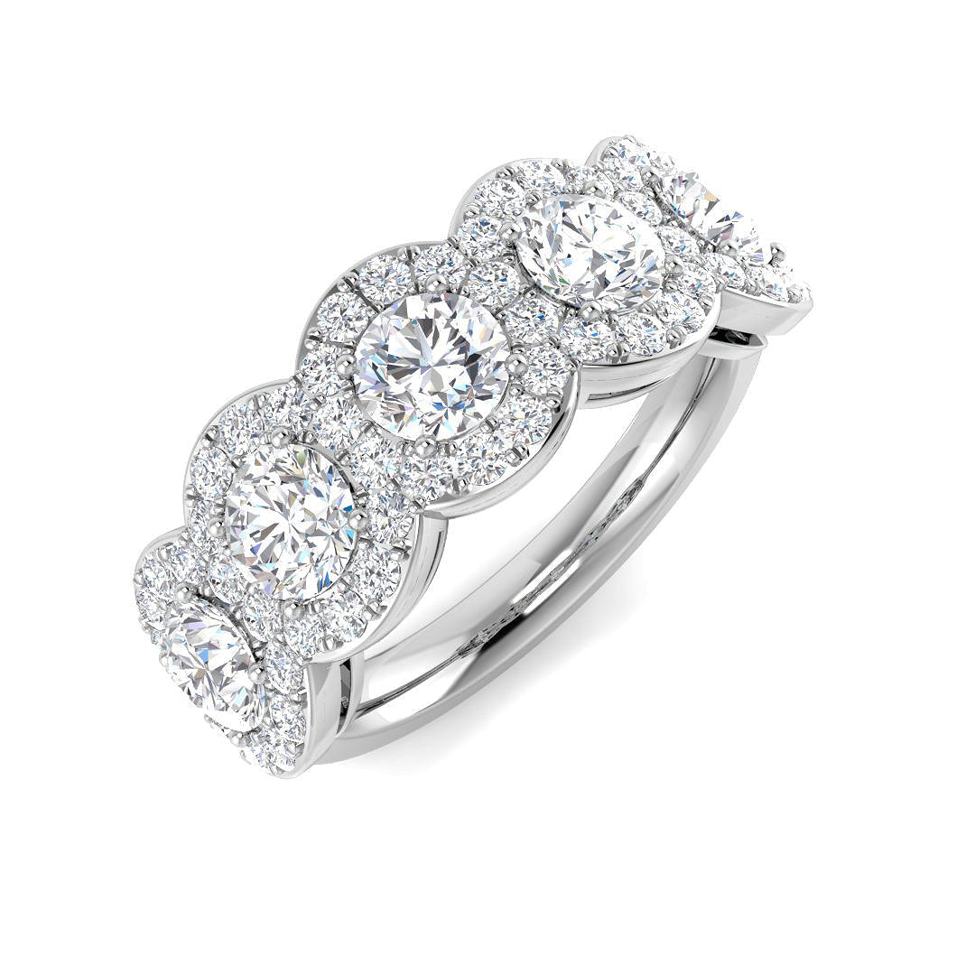 Five Stone Diamond Ring 2.2ct–3.35ct – SR4689 – 18k White Gold