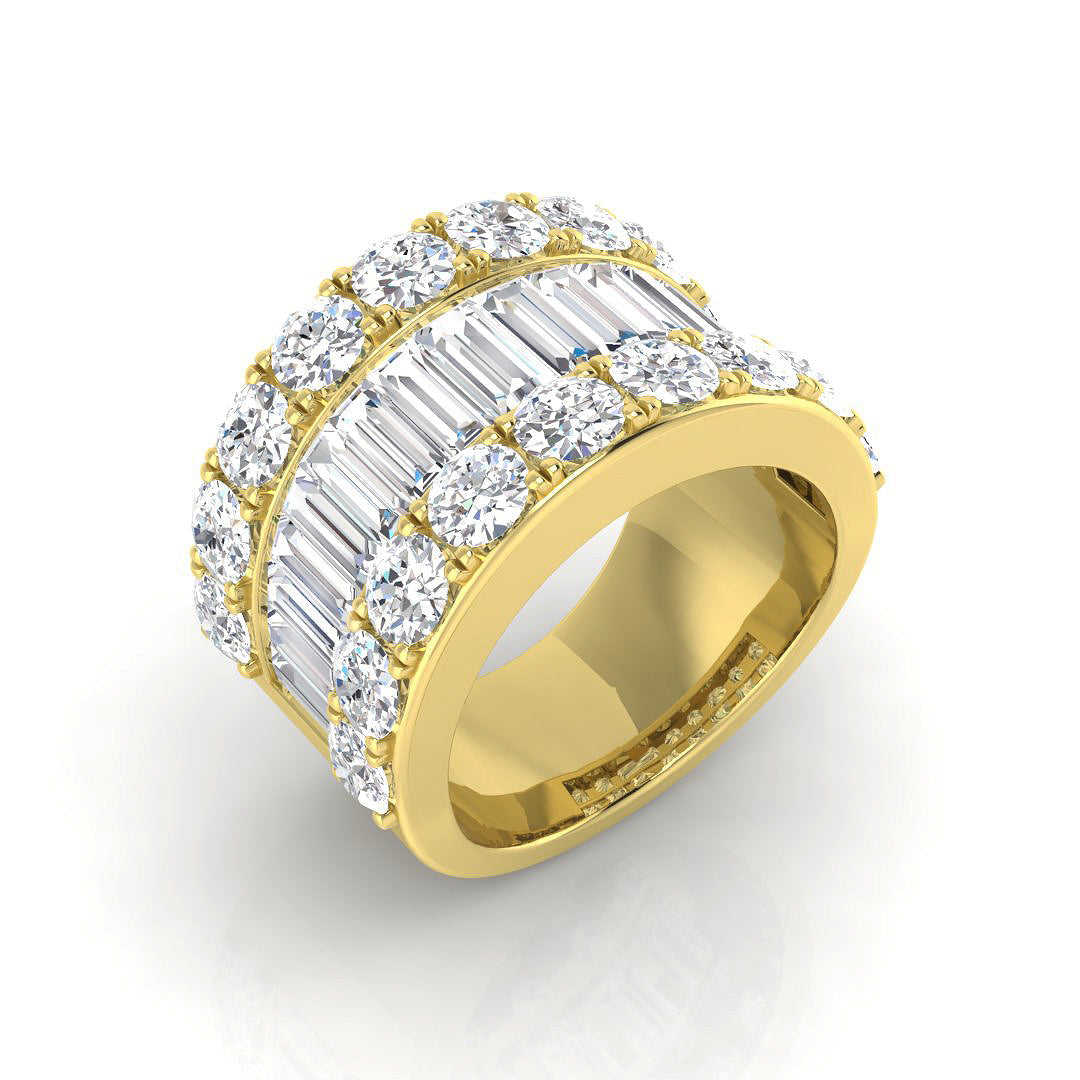 Baguette & Brilliant Diamond Ring 5.5ct–6.0ct – SR469 – 18k Yellow Gold