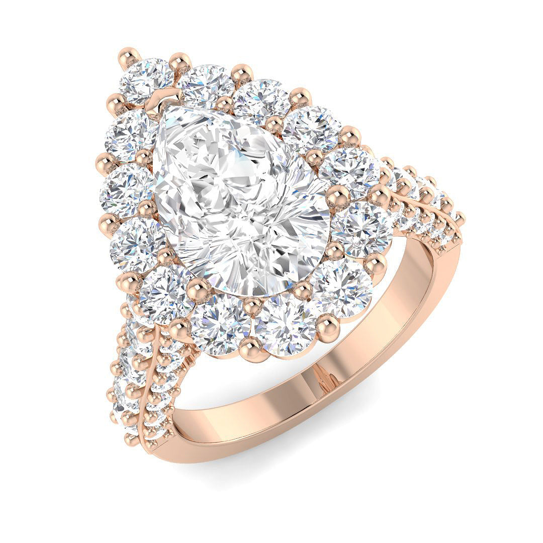 Halo Lab-Grown Diamond Ring 5.89ct–6.01ct – SR4702 – 18k Rose Gold