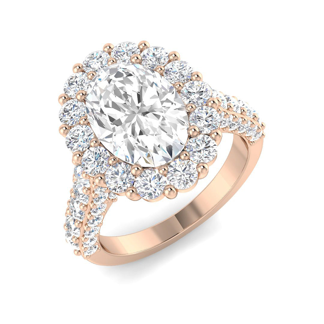 Halo Lab-Grown Diamond Ring 3.75ct–8.79ct – SR4713 – 18k Rose Gold