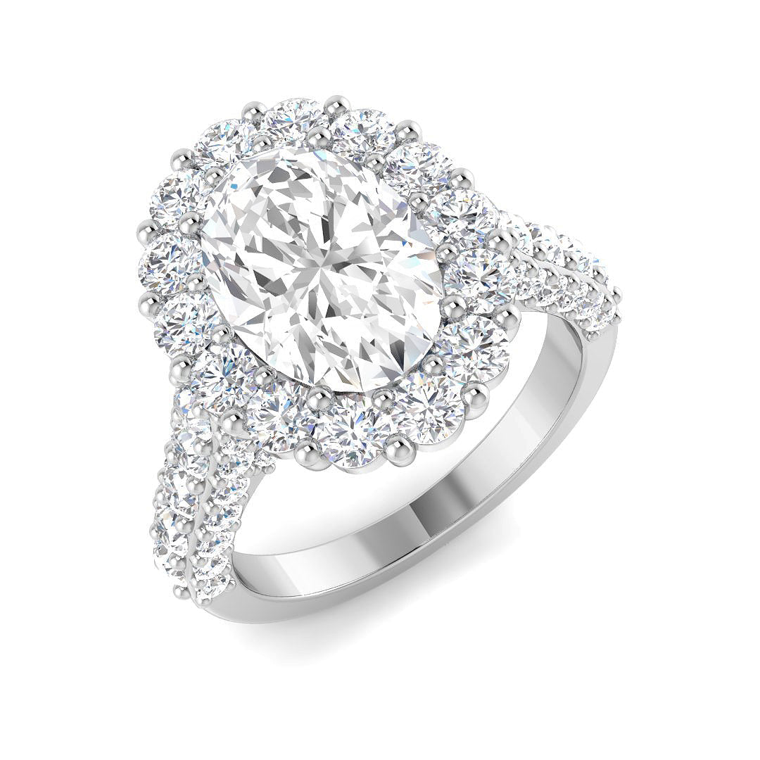 Halo Lab-Grown Diamond Ring 3.75ct–8.79ct – SR4713 – 18k White Gold