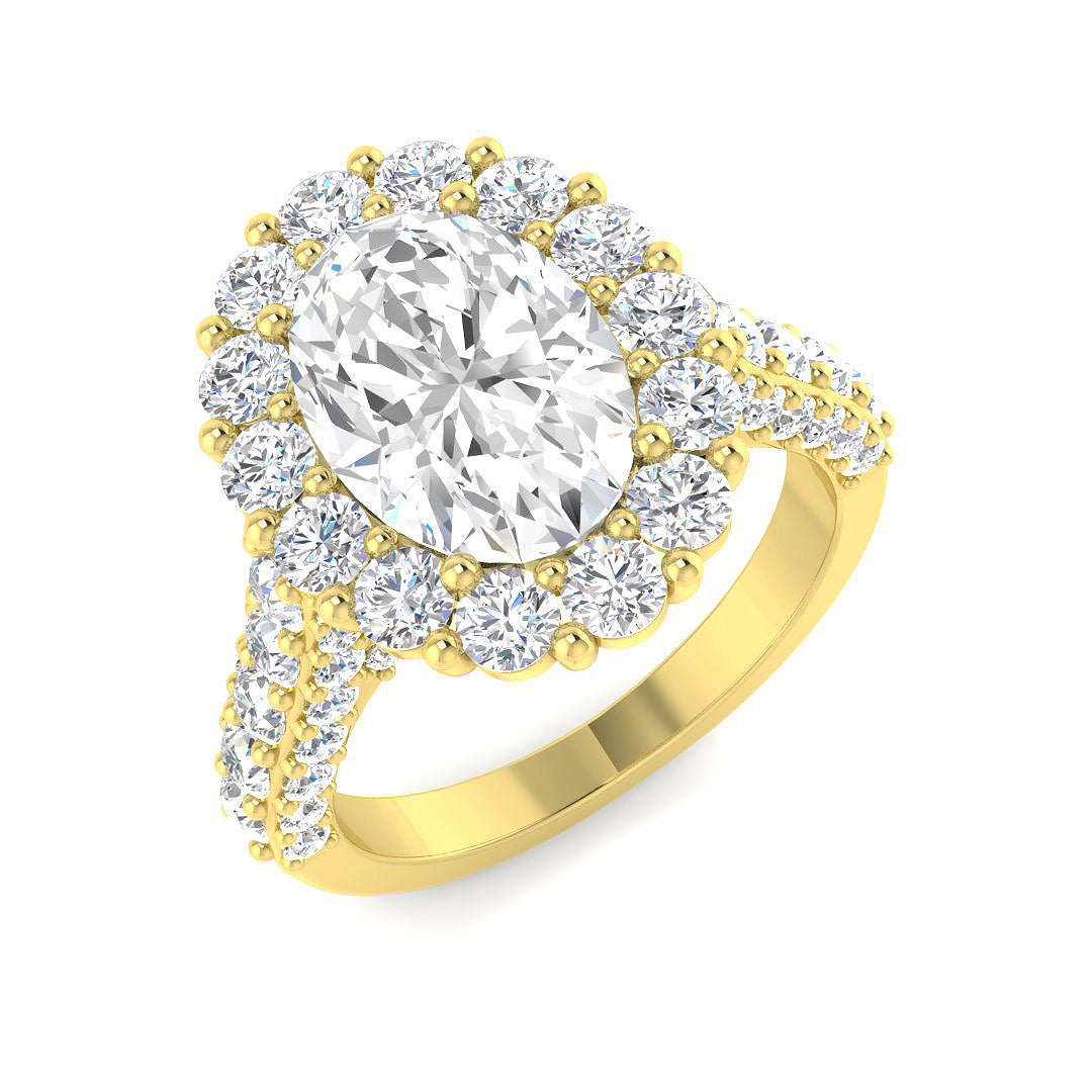 Halo Lab-Grown Diamond Ring 3.75ct–8.79ct – SR4713 – 18k Yellow Gold