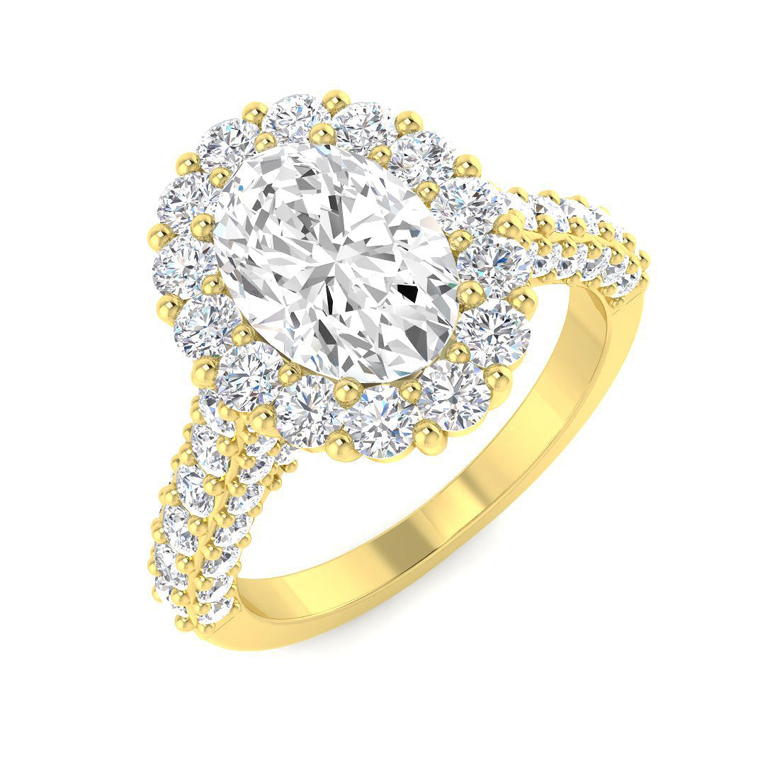 Halo Lab-Grown Diamond Ring 3.75ct–8.79ct – SR4713 – 18k Yellow Gold