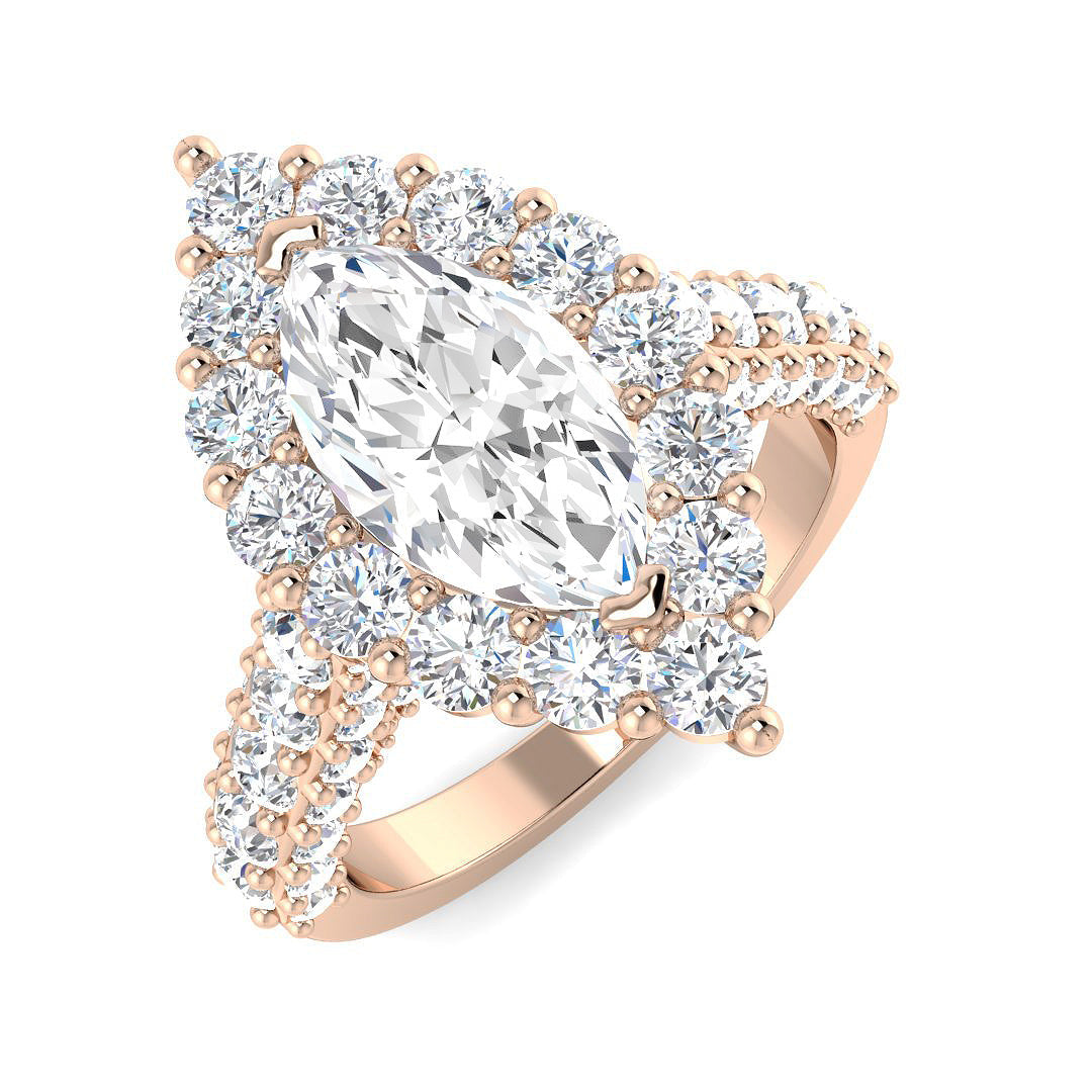 Halo Lab-Grown Diamond Ring 4.32ct – SR4715 – 18k Rose Gold