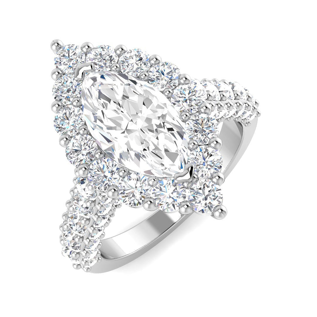 Halo Lab-Grown Diamond Ring 4.32ct – SR4715 – 18k White Gold