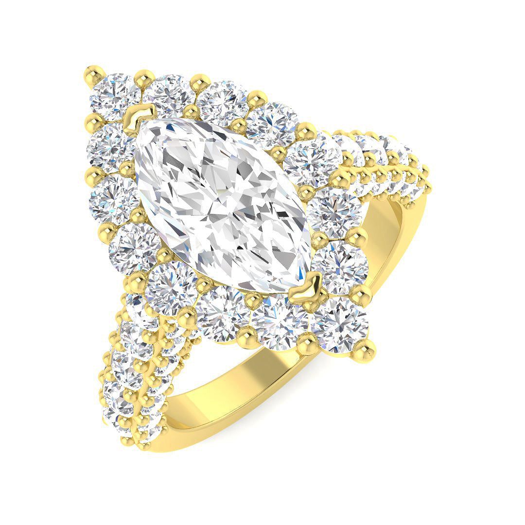 Halo Lab-Grown Diamond Ring 4.32ct – SR4715 – 18k Yellow Gold