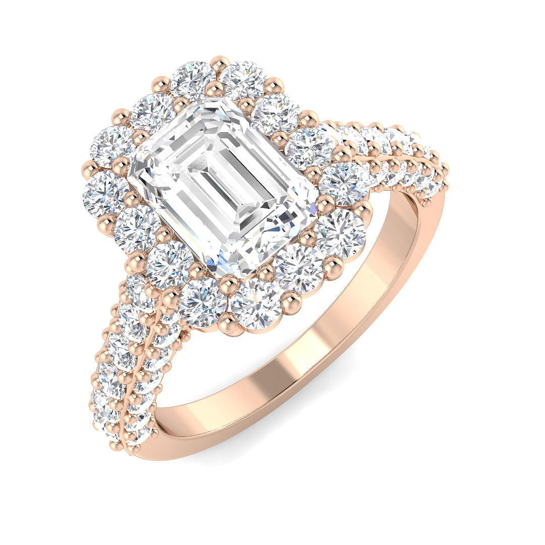 Halo Lab-Grown Diamond Ring 3.75ct–3.81ct – SR4716 – 18k Rose Gold