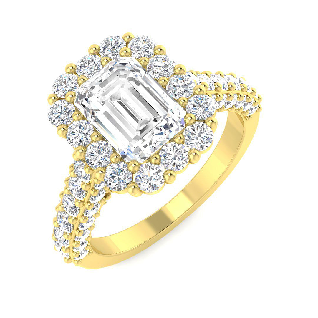 Halo Lab-Grown Diamond Ring 3.75ct–3.81ct – SR4716 – 18k Yellow Gold