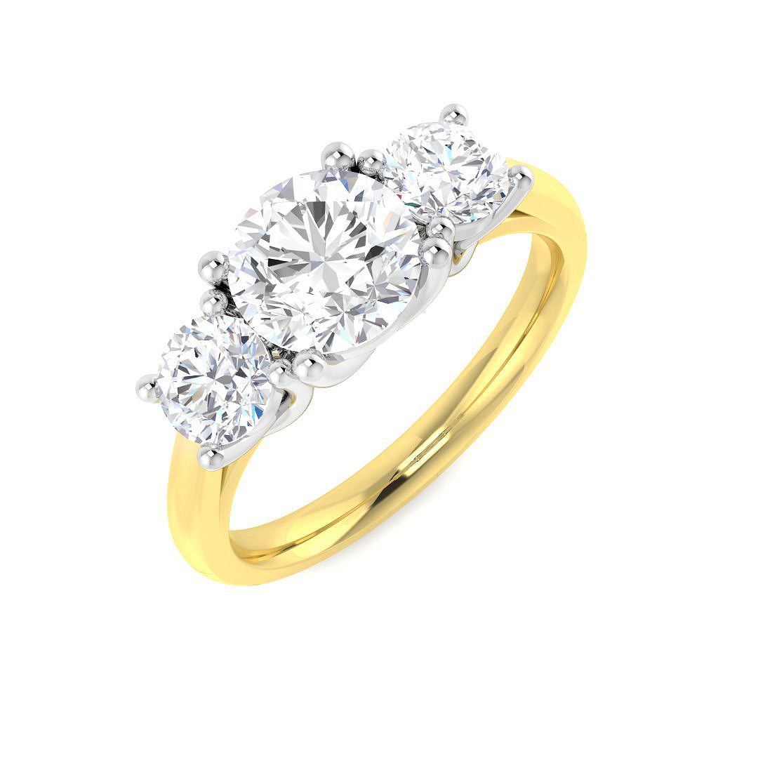 Three Stone Lab-Grown Diamond Ring 1.8ct – SR4722 – 18k Yellow Gold