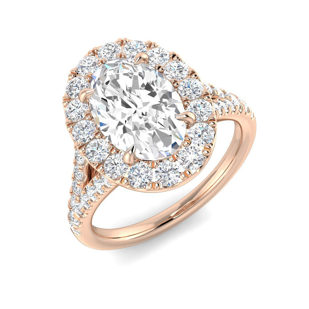 Halo Lab-Grown Diamond Ring 1.16ct–4.78ct – SR3784 – 18k Rose Gold