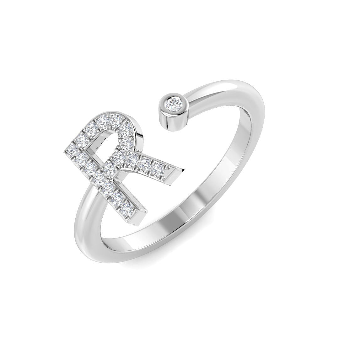 Initials Diamond Ring 0.1ct – SR4777 – 18k White Gold