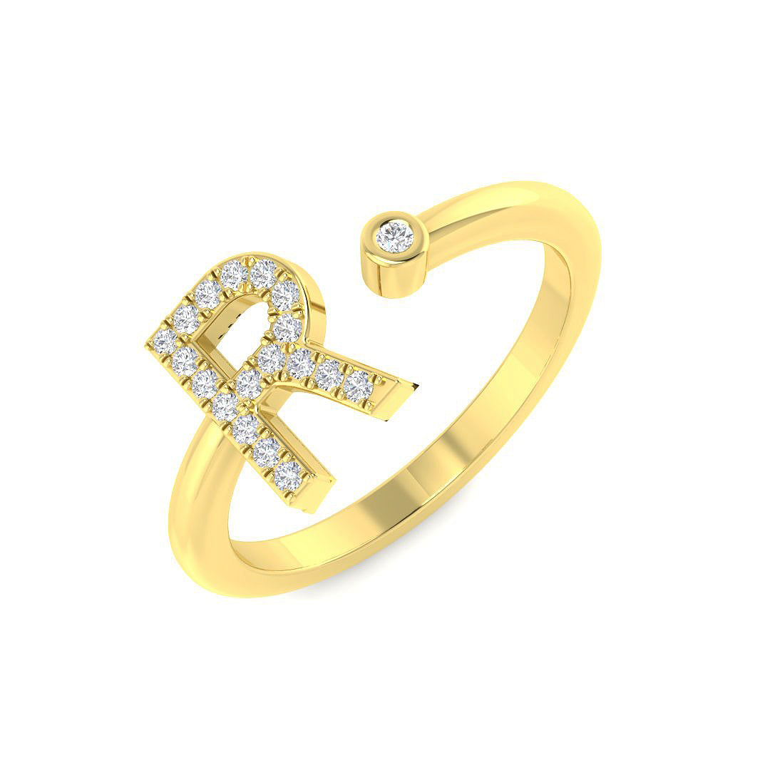 Initials Diamond Ring 0.1ct – SR4777 – 18k Yellow Gold