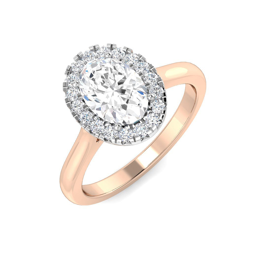 Halo Lab-Grown Diamond Ring 1.18ct–1.24ct – SR4812 – 18k Rose Gold