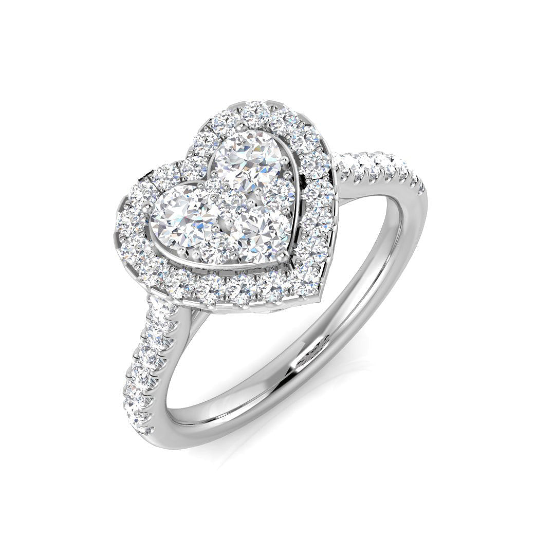 Cluster Diamond Ring 0.74ct – SR500 – 18k White Gold