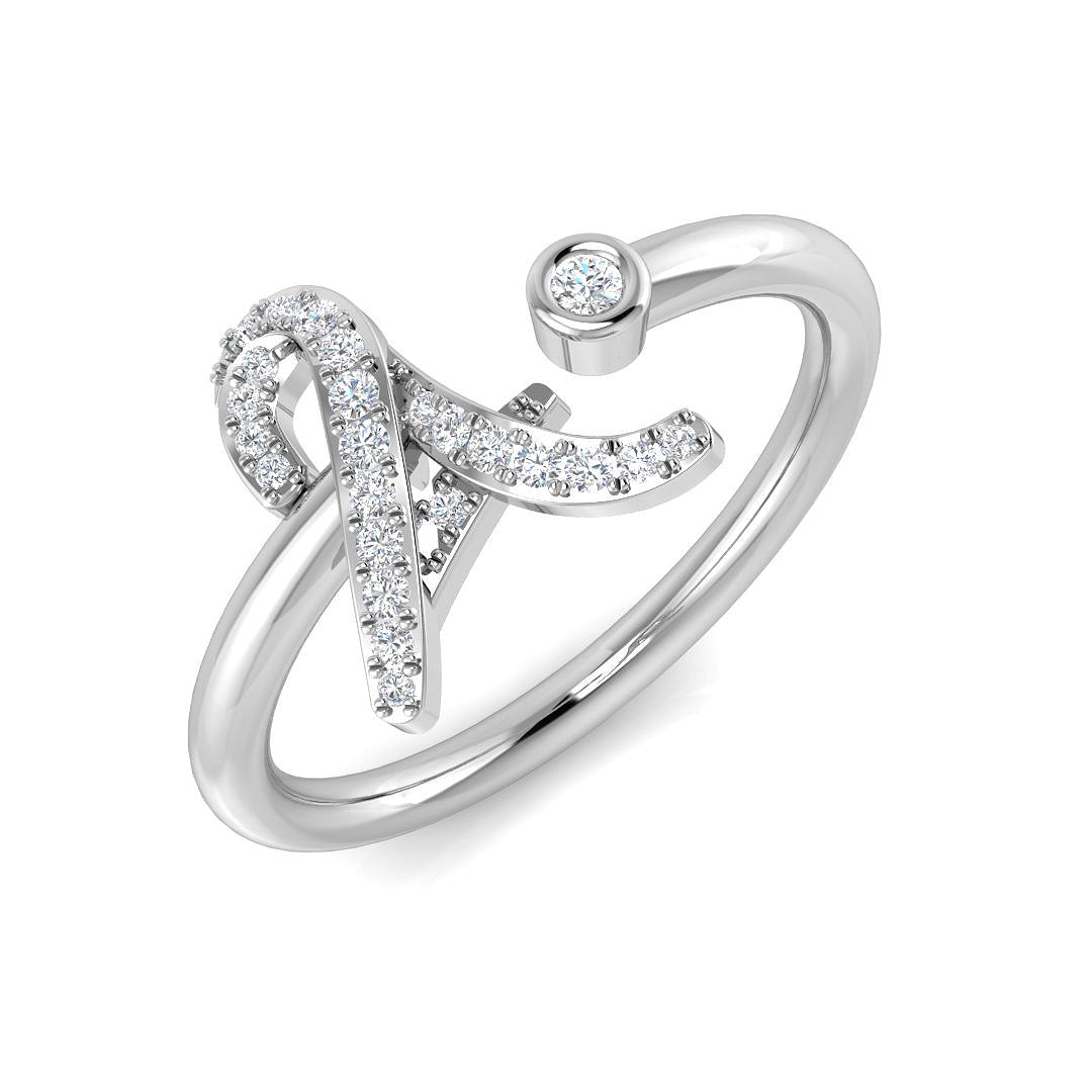 Initials Diamond Ring 0.12ct – SR52-A – 18k White Gold